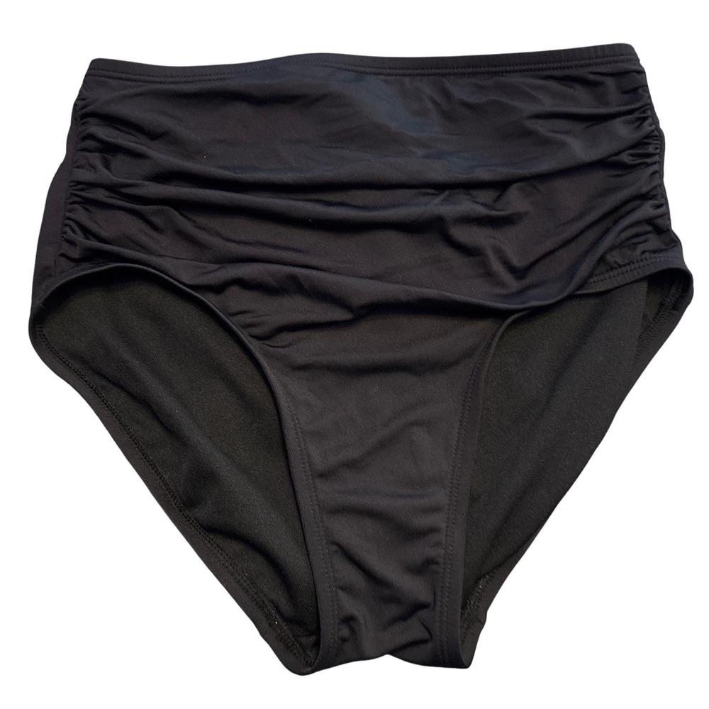 Shade & Shore Black Ruched High Waisted Bikini Swim Bottom XS 0-2